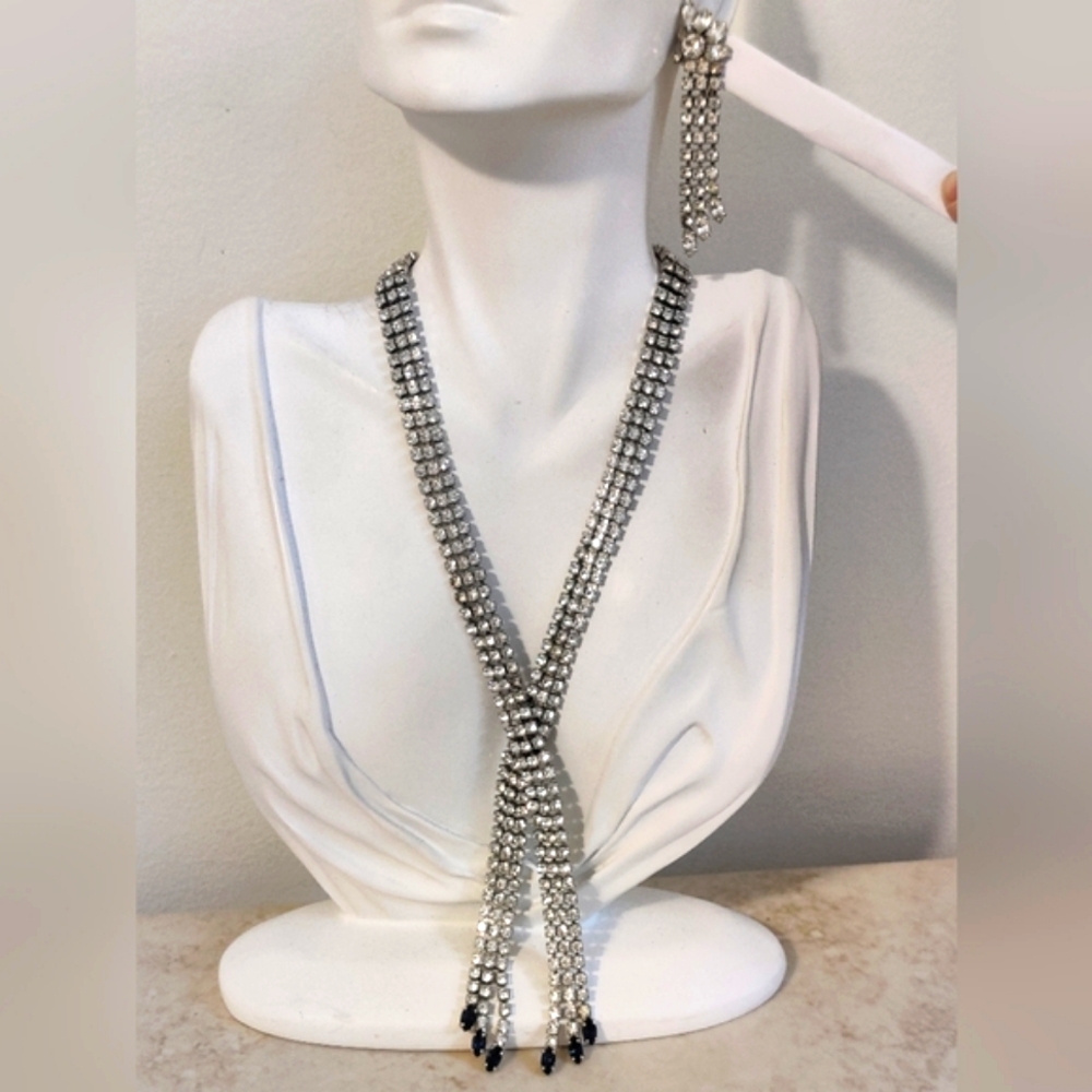 Vintage Sherman Long Earrings & a matching lariat necklace set